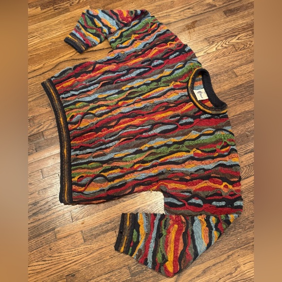 COOGI Classic Men’s Sweater in Vibrant Multicolor Pattern Grandpa 90s Size Large - Picture 7 of 10